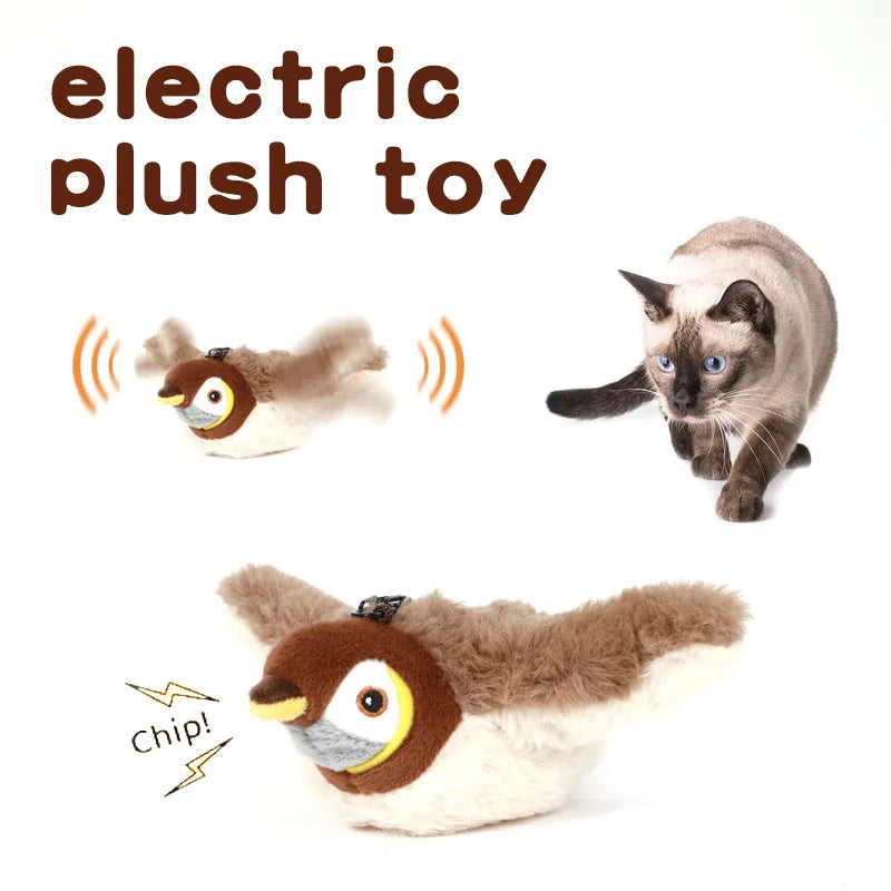 Nexora Interactive Flapping Bird Cat Toy – Rechargeable Chirping Plush Toy with Touch Activation