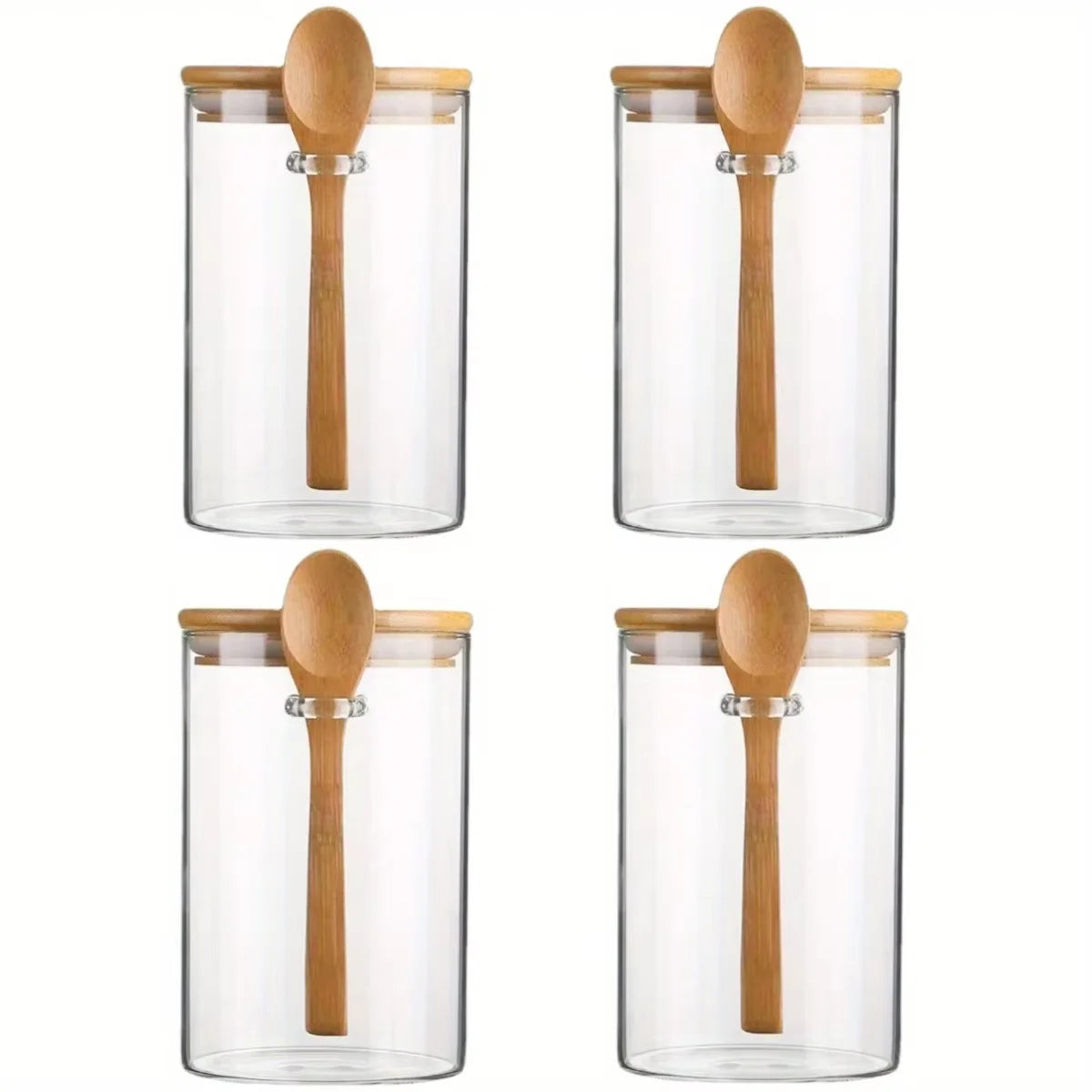 Nexora™ Minimalist Glass Storage Jar with Bamboo Lid & Spoon