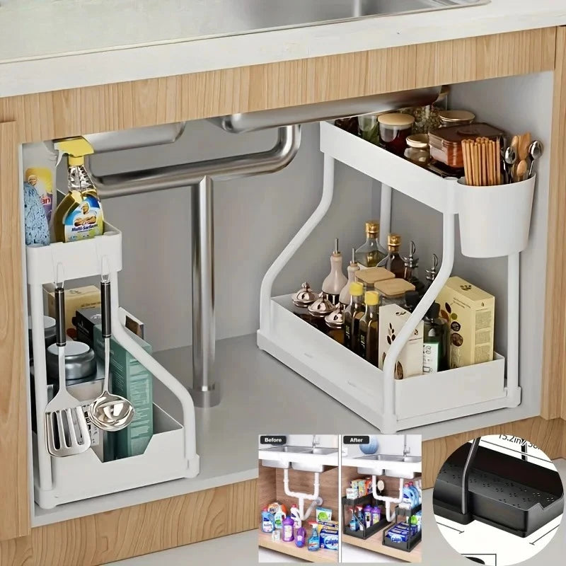 Nexora™ Under Sink Organizer – 2-Tier Space-Saving Storage Rack