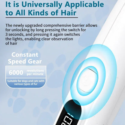 Nexora™ 2-in-1 Pet Grooming Kit – Waterproof Hair Trimmer with LED & UV Light for Dogs & Cats