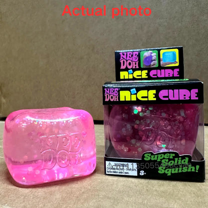 Nexora Nee Doh Glitter Stress Relief Squishy Cube – Slow Rebound Sensory Fidget Toy