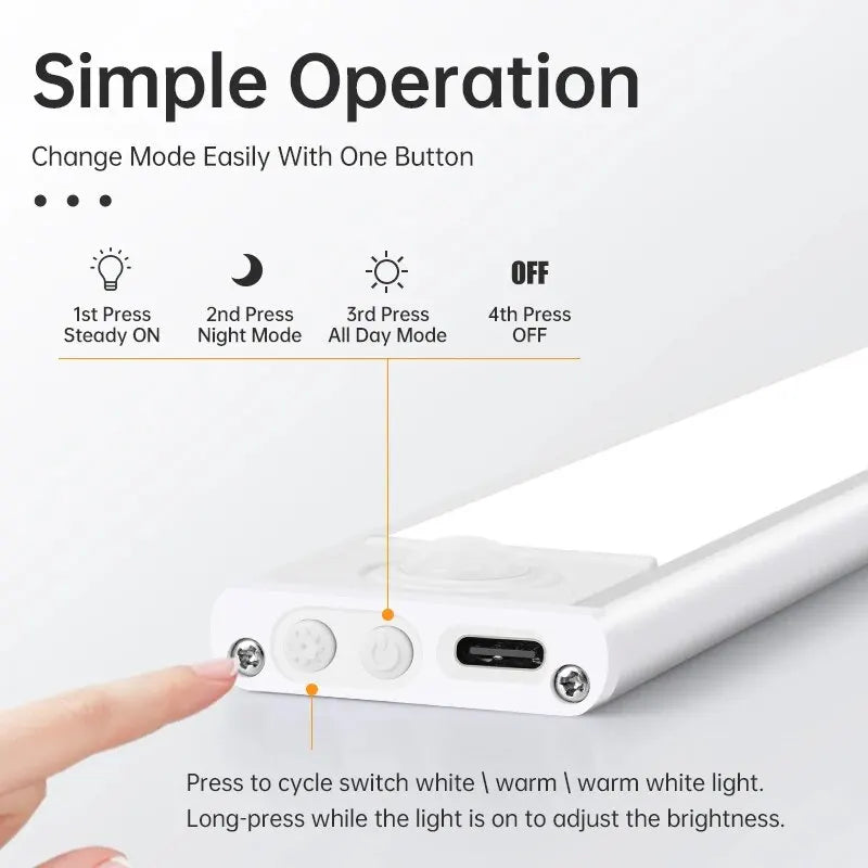 Nexora™ LED Motion Sensor Light – Wireless USB Rechargeable Under-Cabinet Night Light