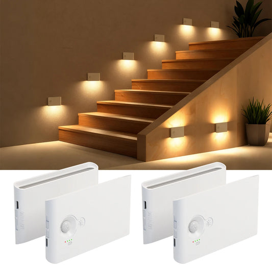 Nexora™ Motion Sensor Night Lights – Rechargeable Dimmable Magnetic LED Lights for Stairs, Hallways & Cabinets