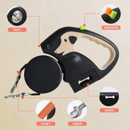 Nexora 3M Retractable LED Dog Leash – No-Tangle 360° Swivel Reflective Walking Lead for Small Dogs