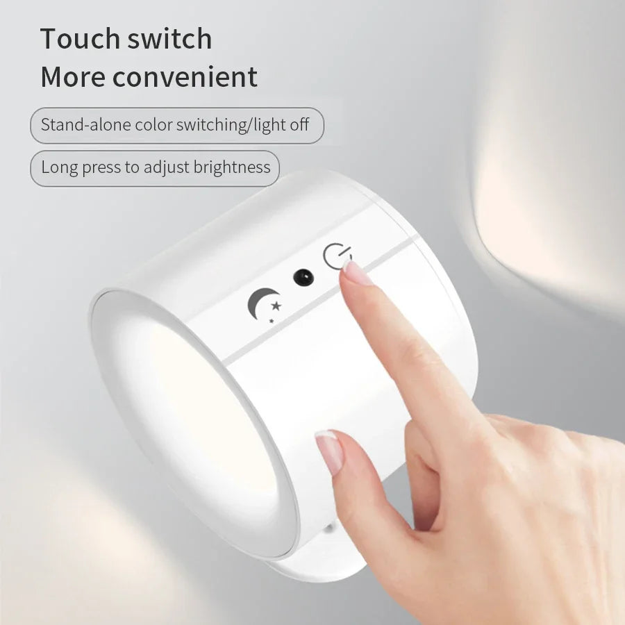 Nexora Led Double Head Wall Lamp USB Recharge Wireless Portable Night Light Touch Control Remote 360 Rotatable For Bedroom Reading Lamp