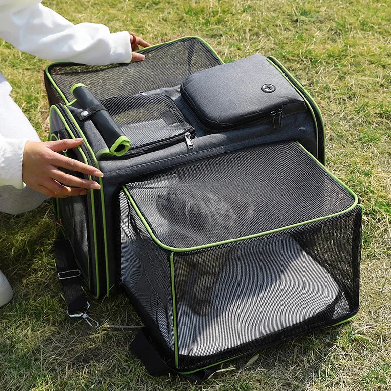 Nexora Expandable Pet Carrier Bag – Breathable Foldable Travel Backpack for Cats & Small Dogs