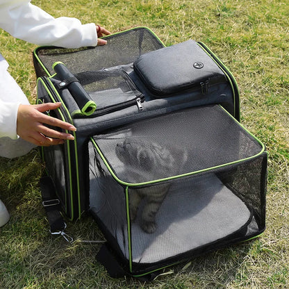Nexora Expandable Pet Carrier Bag – Breathable Foldable Travel Backpack for Cats & Small Dogs
