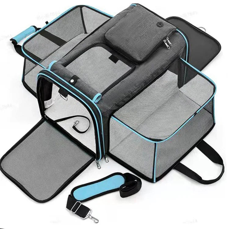 Nexora Expandable Pet Carrier Bag – Breathable Foldable Travel Backpack for Cats & Small Dogs