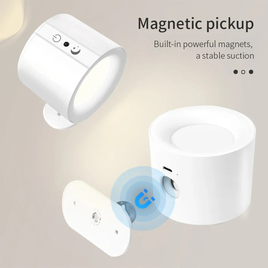 Nexora Led Double Head Wall Lamp USB Recharge Wireless Portable Night Light Touch Control Remote 360 Rotatable For Bedroom Reading Lamp