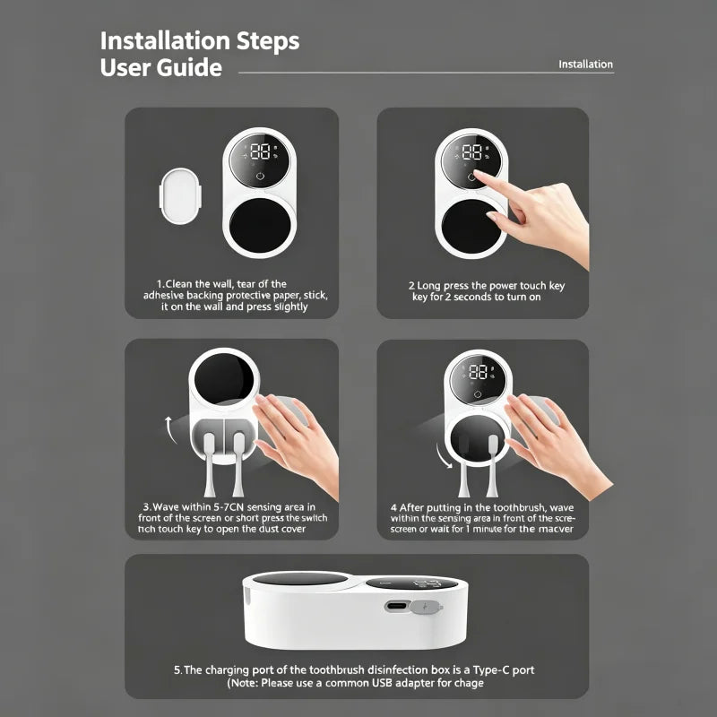 Nexora UV Toothbrush Sanitizer – Automatic Wall-Mounted Toothbrush Sterilizer & Holder