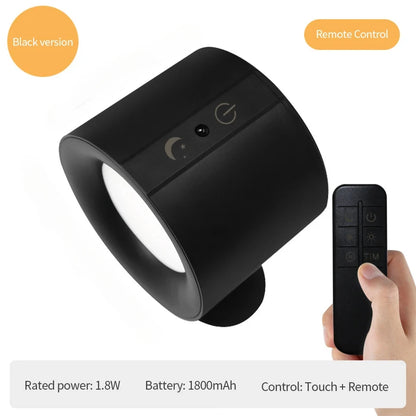 Nexora Led Double Head Wall Lamp USB Recharge Wireless Portable Night Light Touch Control Remote 360 Rotatable For Bedroom Reading Lamp