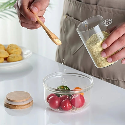 Nexora™ Minimalist Glass Storage Jar with Bamboo Lid & Spoon
