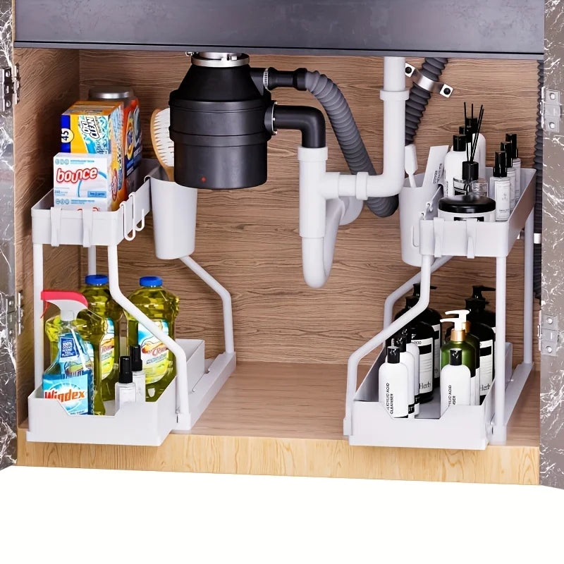 Nexora™ Under Sink Organizer – 2-Tier Space-Saving Storage Rack