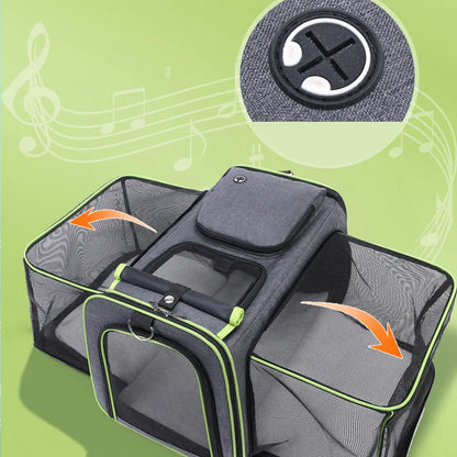 Nexora Expandable Pet Carrier Bag – Breathable Foldable Travel Backpack for Cats & Small Dogs