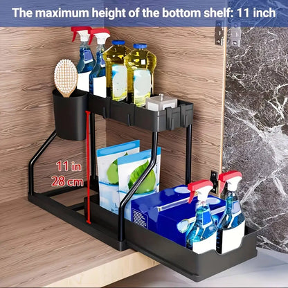 Nexora™ Under Sink Organizer – 2-Tier Space-Saving Storage Rack