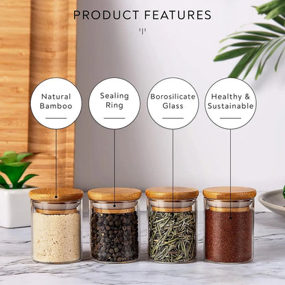 Nexora™ Glass Spice Jars – Minimalist Kitchen Storage Containers for Spices, Salt, Sugar & Coffee
