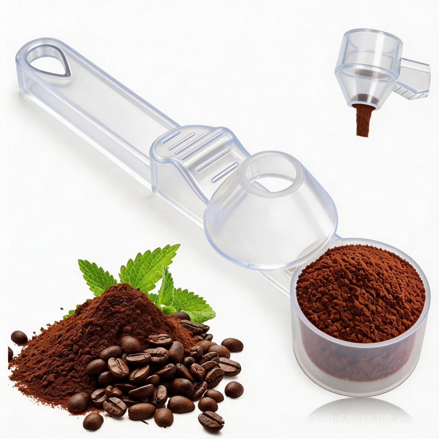 Nexora Coffee Scoop & Funnel Protein Powder Measuring Spoon Sliding Holder for Reusable K-Cup Refillable Ground Coffee Pod Kitchen Tool