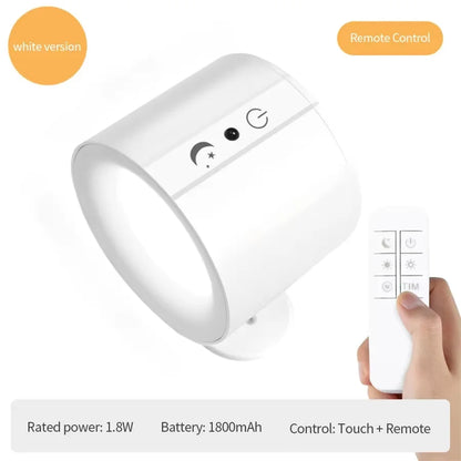 Nexora Led Double Head Wall Lamp USB Recharge Wireless Portable Night Light Touch Control Remote 360 Rotatable For Bedroom Reading Lamp