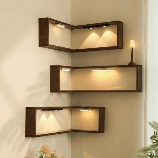 Nexora™ 90° Corner Floating Shelf – Space-Saving Wall-Mounted Display Shelf