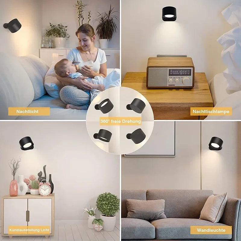 Nexora™ Magnetic Wall Lamp – Touch & Remote Control Rechargeable LED Bedside Night Light