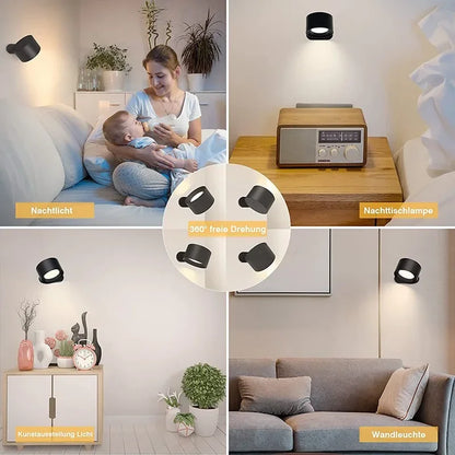 Nexora™ Magnetic Wall Lamp – Touch & Remote Control Rechargeable LED Bedside Night Light