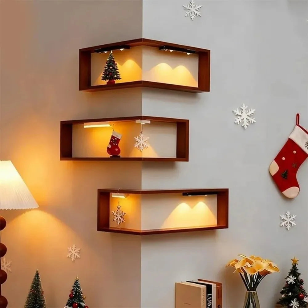 Nexora™ 90° Corner Floating Shelf – Space-Saving Wall-Mounted Display Shelf