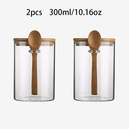 Nexora™ Minimalist Glass Storage Jar with Bamboo Lid & Spoon