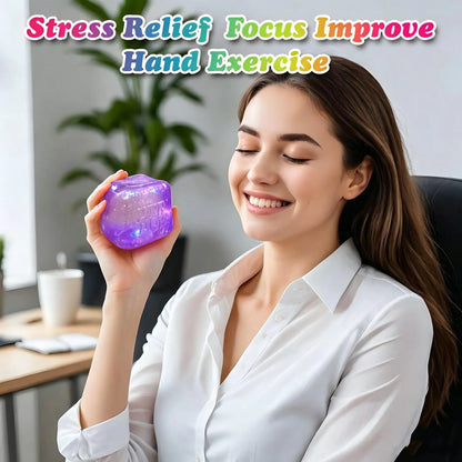 Nexora Nee Doh Glitter Stress Relief Squishy Cube – Slow Rebound Sensory Fidget Toy