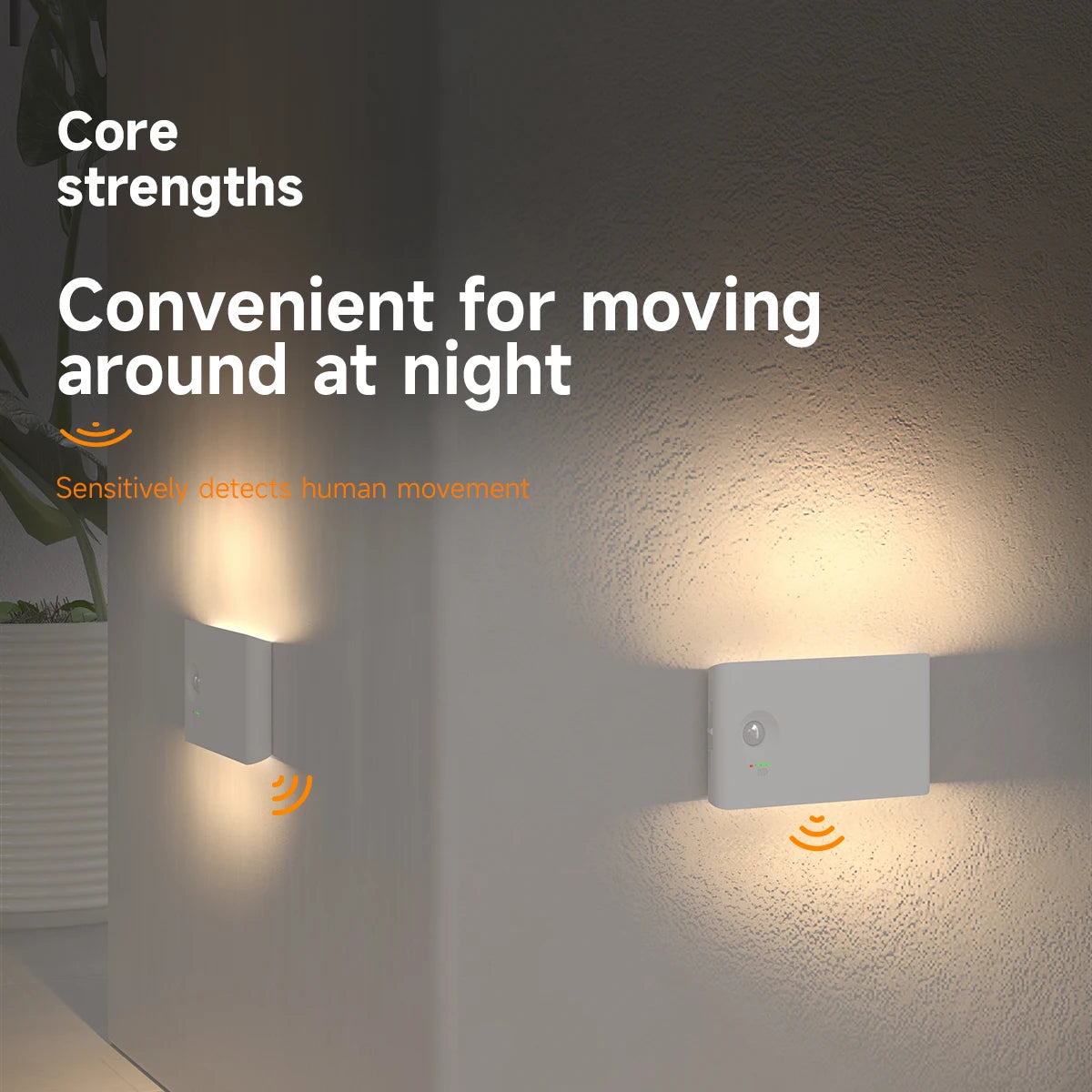 Nexora™ Motion Sensor Night Lights – Rechargeable Dimmable Magnetic LED Lights for Stairs, Hallways & Cabinets
