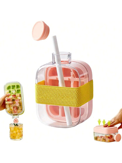 Nexora 2-in-1 Ice Bottle with Straw – Reusable Ice Cube Maker & Water Bottle