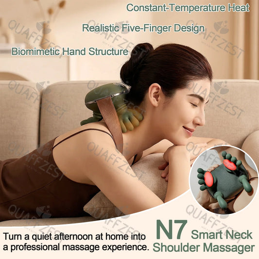 Nexora 4D Bionic Neck & Shoulder Massager – Wireless Heated Deep Kneading Massage Wrap