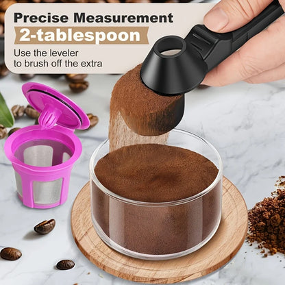 Nexora Coffee Scoop & Funnel Protein Powder Measuring Spoon Sliding Holder for Reusable K-Cup Refillable Ground Coffee Pod Kitchen Tool