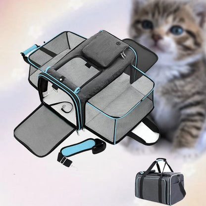 Nexora Expandable Pet Carrier Bag – Breathable Foldable Travel Backpack for Cats & Small Dogs