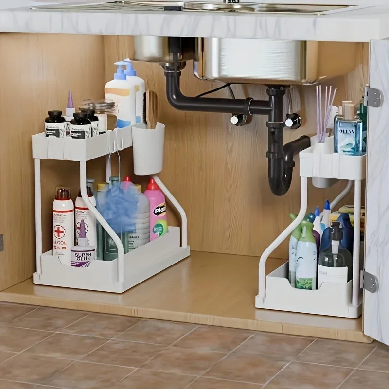 Nexora™ Under Sink Organizer – 2-Tier Space-Saving Storage Rack