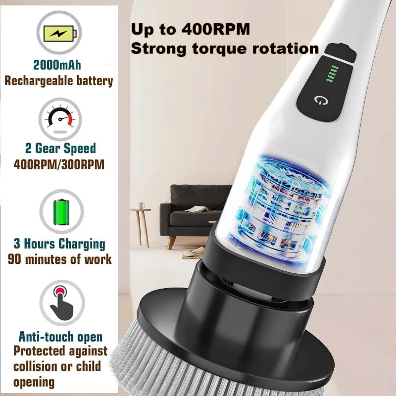 Nexora™ Cordless Electric Spin Scrubber – Rechargeable Deep-Cleaning Brush with Multiple Heads