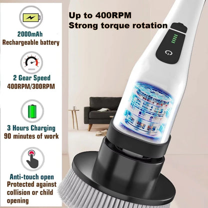 Nexora™ Cordless Electric Spin Scrubber – Rechargeable Deep-Cleaning Brush with Multiple Heads