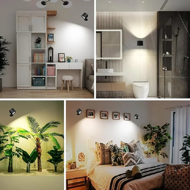 Nexora Led Double Head Wall Lamp USB Recharge Wireless Portable Night Light Touch Control Remote 360 Rotatable For Bedroom Reading Lamp