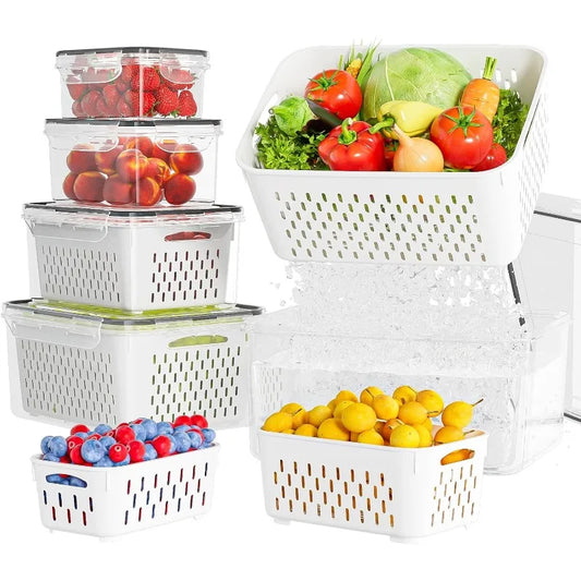 Nexora Refrigerator Food Storage Container with Filter Lid Keep Fruits Vegetables Berries and Meat Fresh for Longer Plastic  Container