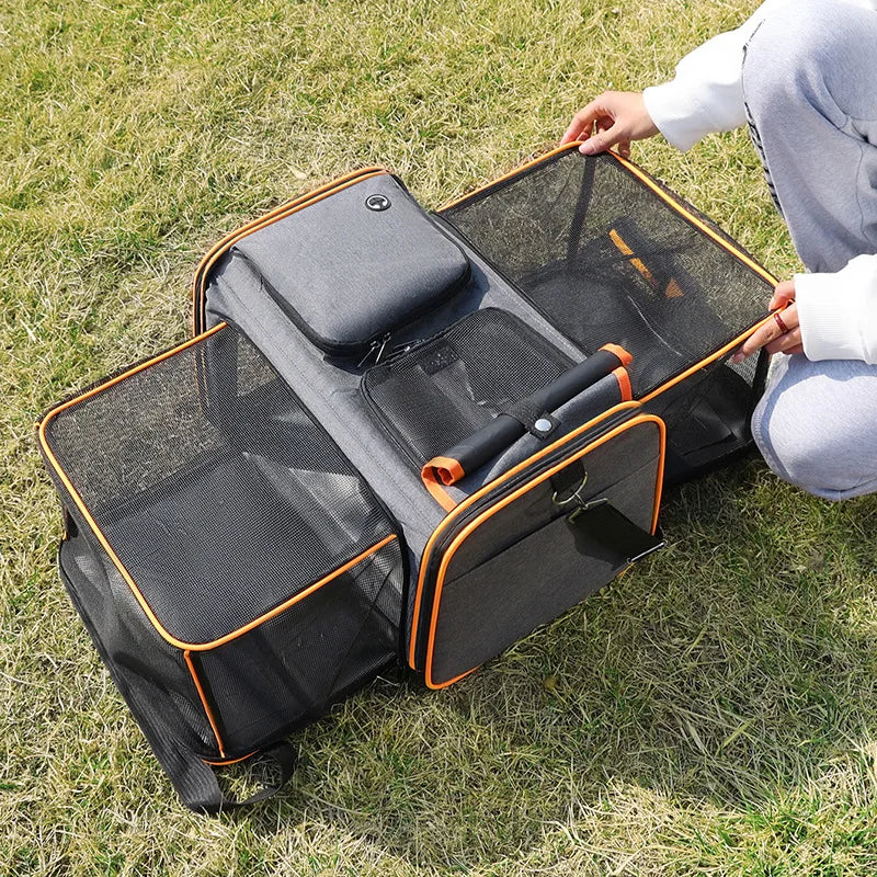 Nexora Expandable Pet Carrier Bag – Breathable Foldable Travel Backpack for Cats & Small Dogs