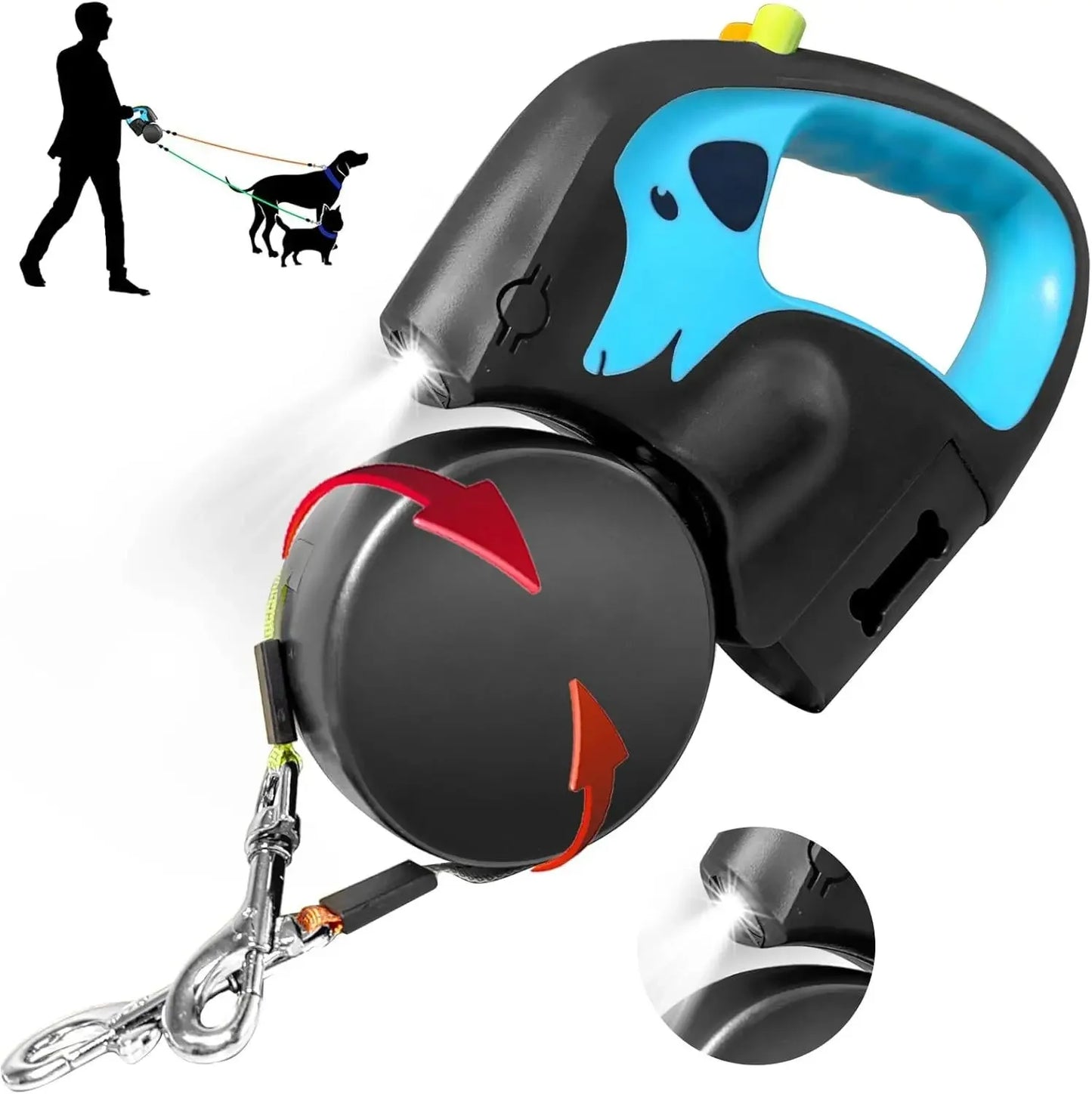 Nexora 3M Retractable LED Dog Leash – No-Tangle 360° Swivel Reflective Walking Lead for Small Dogs