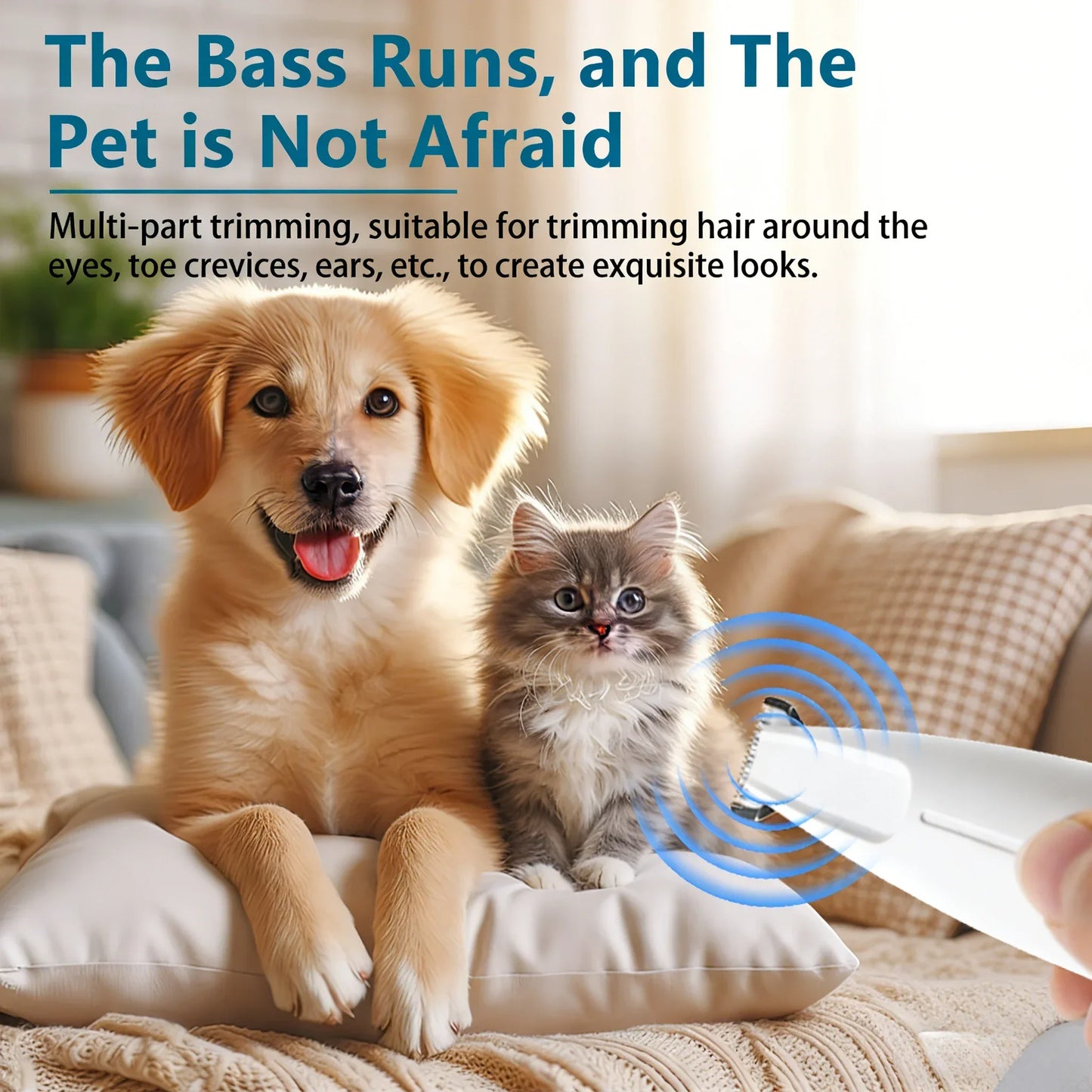 Nexora™ 2-in-1 Pet Grooming Kit – Waterproof Hair Trimmer with LED & UV Light for Dogs & Cats