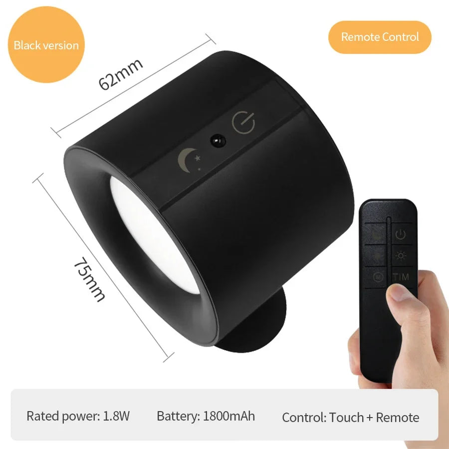 Nexora Led Double Head Wall Lamp USB Recharge Wireless Portable Night Light Touch Control Remote 360 Rotatable For Bedroom Reading Lamp