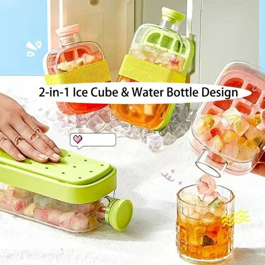 Nexora 2-in-1 Ice Bottle with Straw – Reusable Ice Cube Maker & Water Bottle