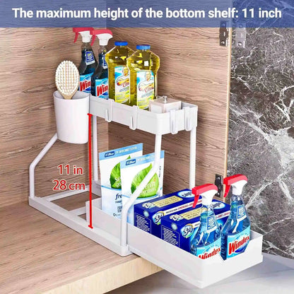 Nexora™ Under Sink Organizer – 2-Tier Space-Saving Storage Rack