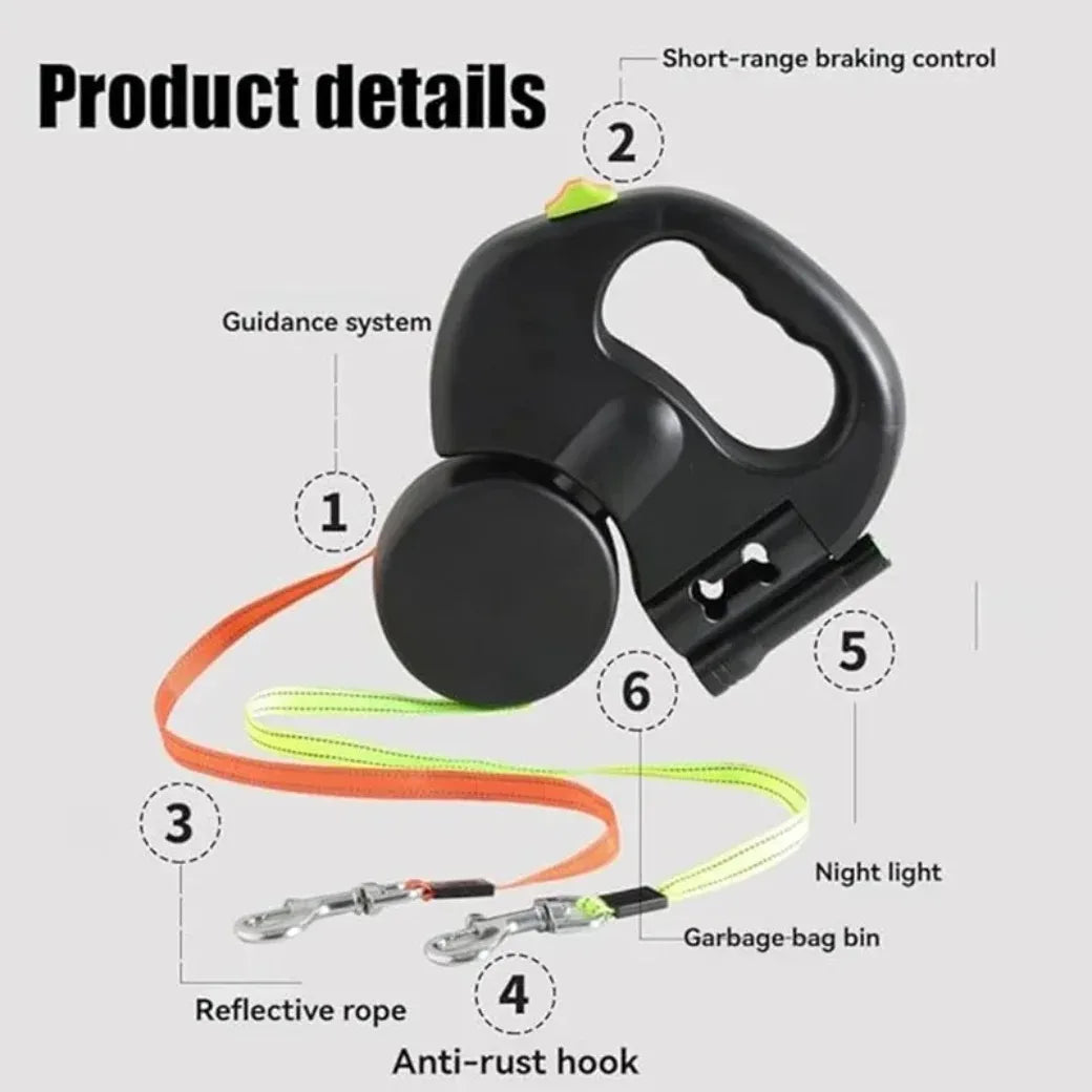 Nexora 3M Retractable LED Dog Leash – No-Tangle 360° Swivel Reflective Walking Lead for Small Dogs