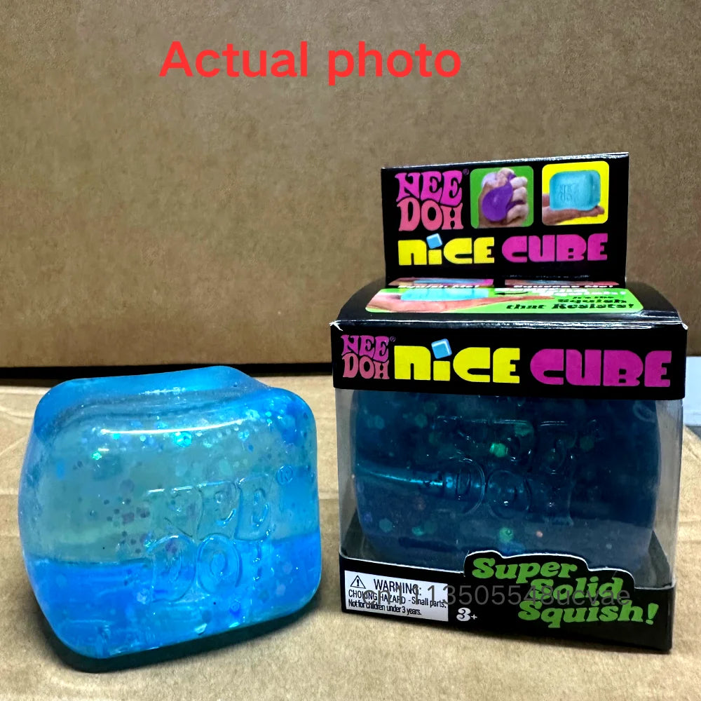 Nexora Nee Doh Glitter Stress Relief Squishy Cube – Slow Rebound Sensory Fidget Toy