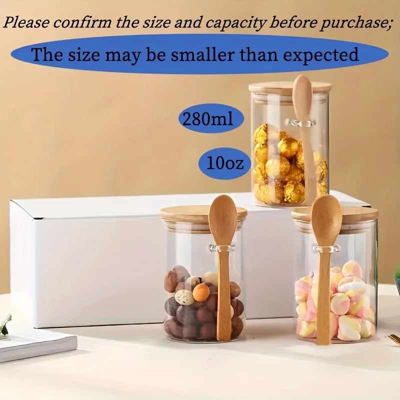 Nexora™ Minimalist Glass Storage Jar with Bamboo Lid & Spoon
