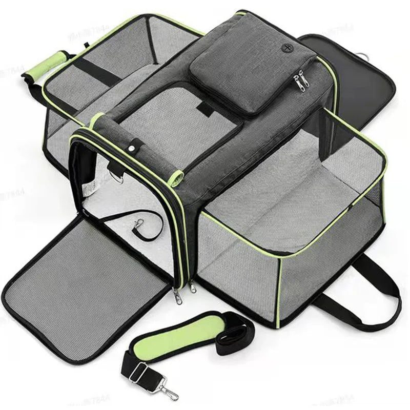 Nexora Expandable Pet Carrier Bag – Breathable Foldable Travel Backpack for Cats & Small Dogs