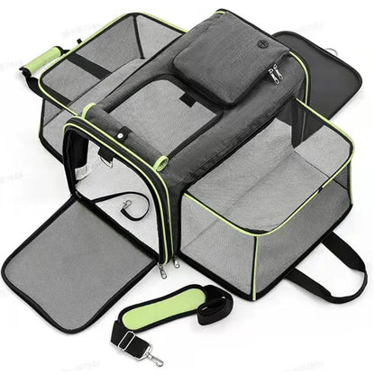 Nexora Expandable Pet Carrier Bag – Breathable Foldable Travel Backpack for Cats & Small Dogs