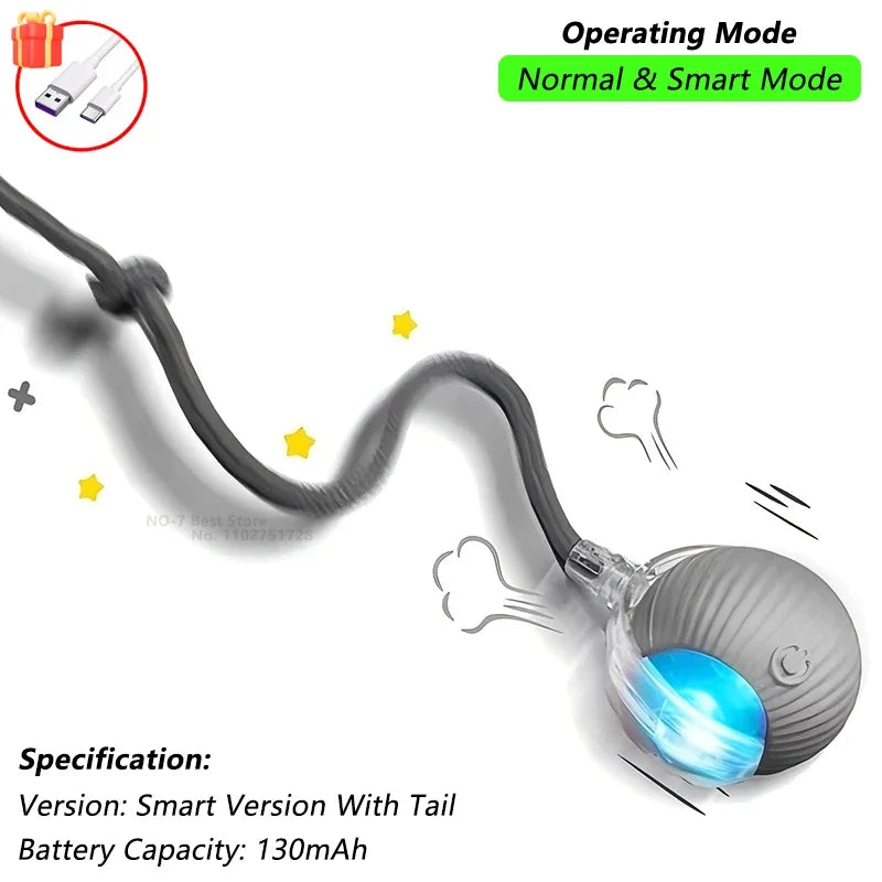 Nexora Interactive Rolling Cat Toy – Rechargeable Automatic Rotating Ball with Moving Tail for Cats